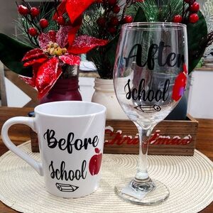 Teacher Gift set Mug and wine glass